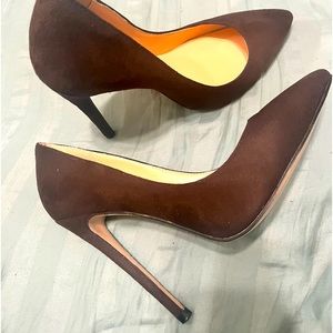 Vocosi 4 inch dark brown suede heels